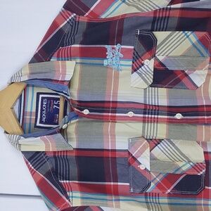 Jack & Jones |Men's Blue/Red Plaid Buttondown Pocket Shirt Preppy Logo Sz.XXL